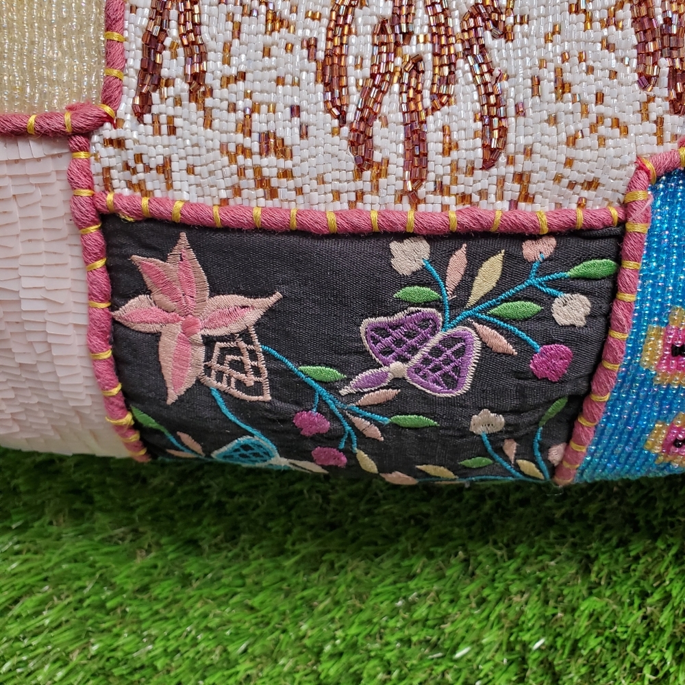 Multicolor Mixed Print Sequin Beaded Handbag - image 5